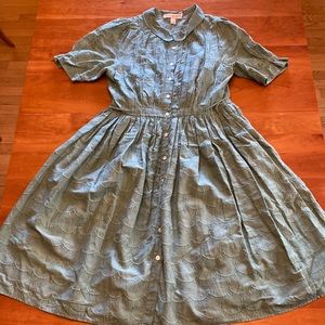 Green Patterned Shirt Dress